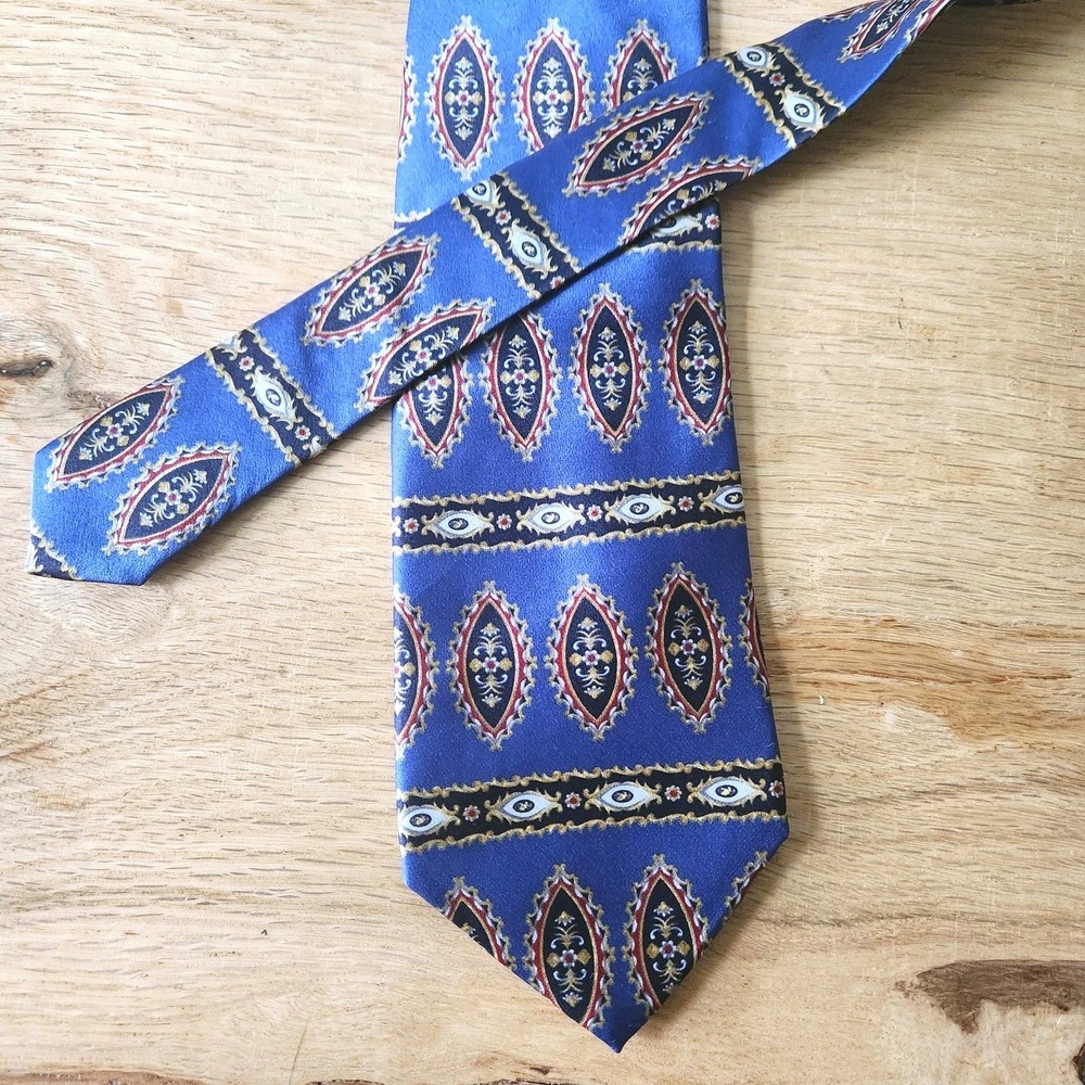 Luca Franzini Mens Tie Blue Gold Red Coat‎ of Arms Design 100% Silk Italy 59"